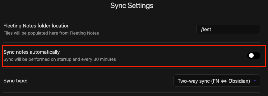 Auto sync in settings